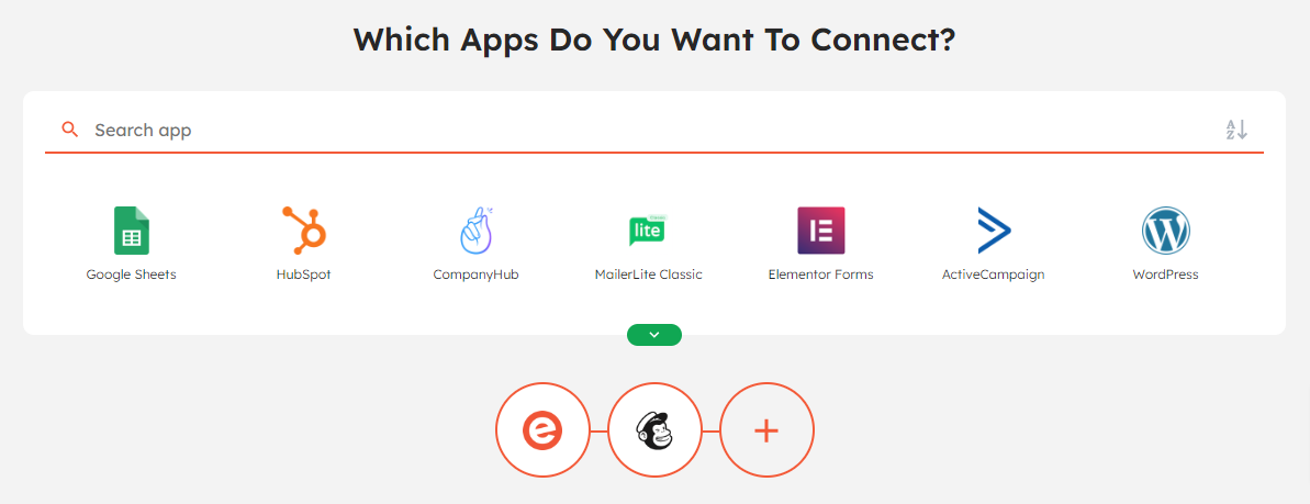 Integrately's app selection page