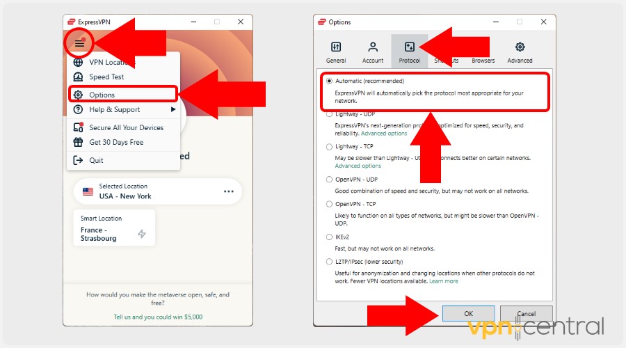 expressvpn options automatic protocol