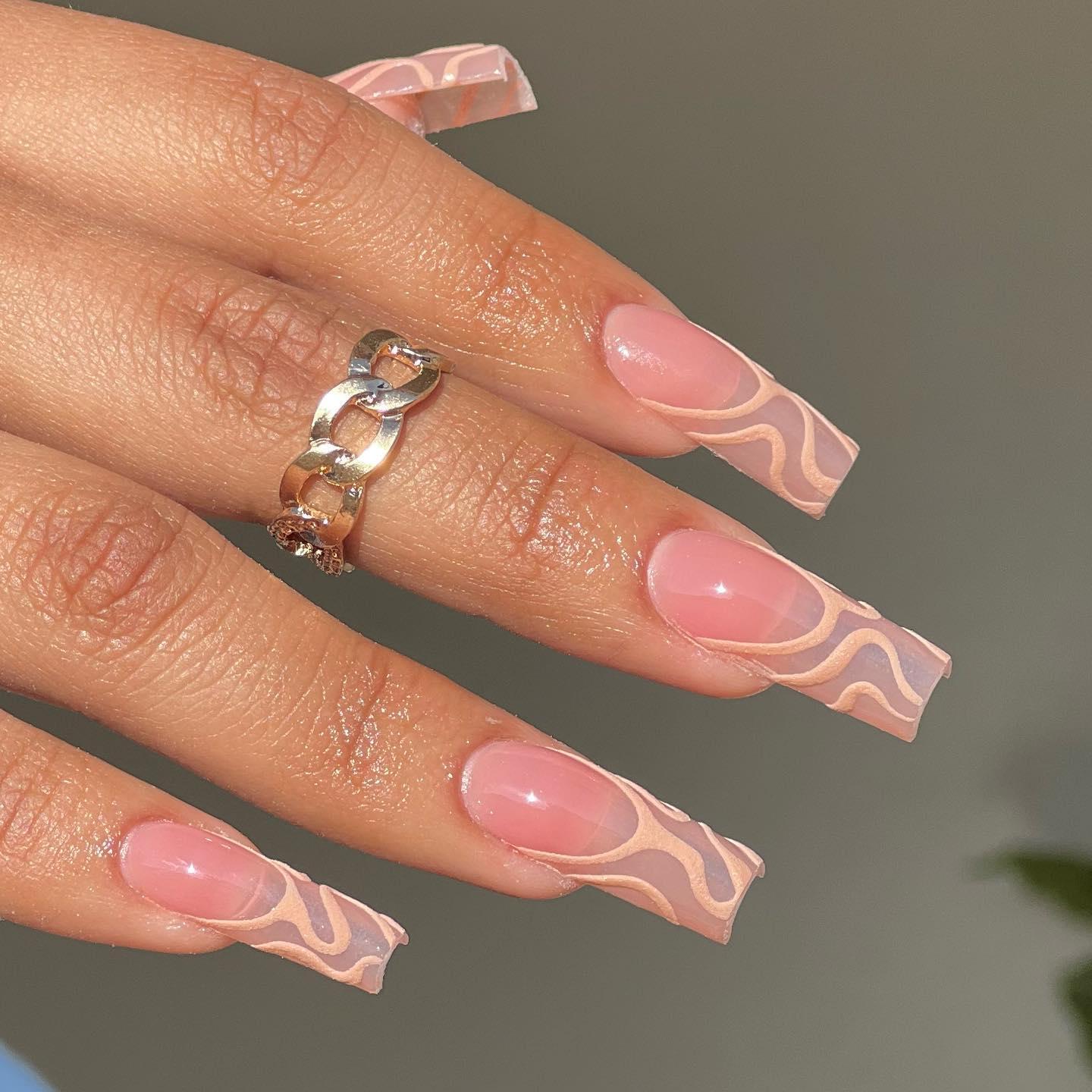 Baby Pink Abstract French Tips