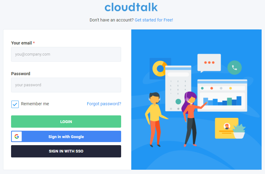 Cloudtalk login screen