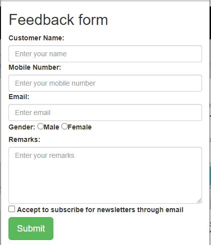 BS Feedback Form cognizant handson