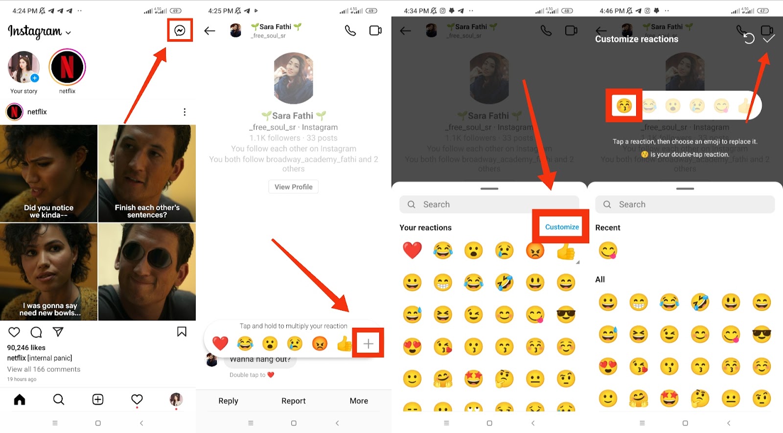 How to change the default heart emoji on Instagram reactions