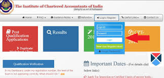 Logging in to the ICAI website to download the CA Intermediate admit card. 