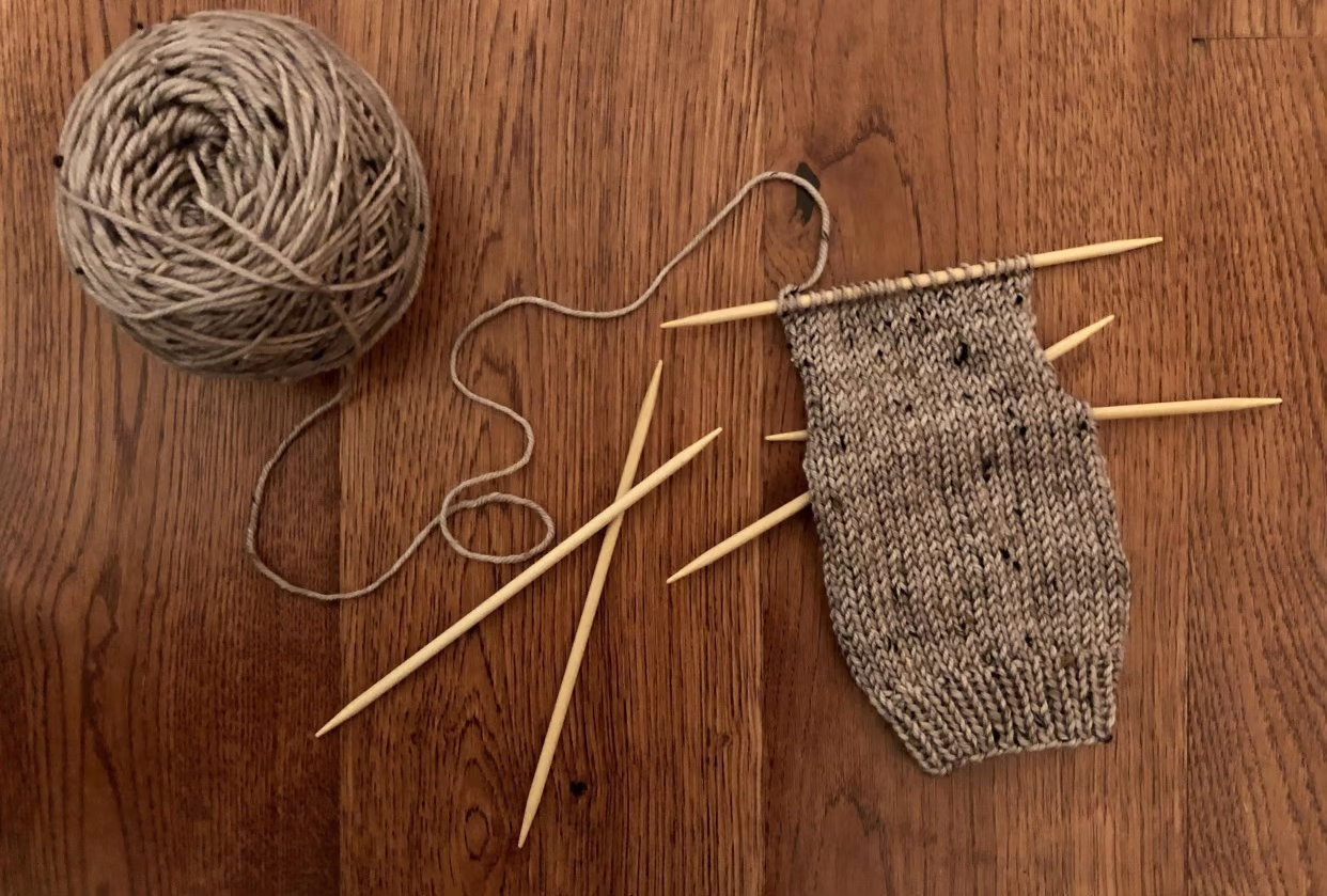 knitting brown yarn