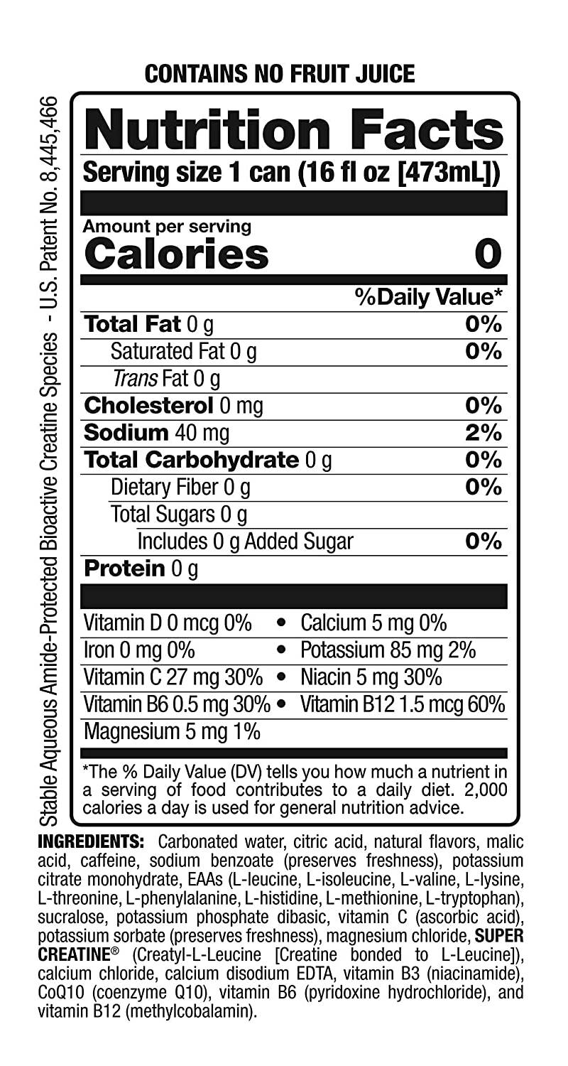 Nutrition Facts label of 16 fl oz can of Bang Energy Drink in Bangster Berry flavor.