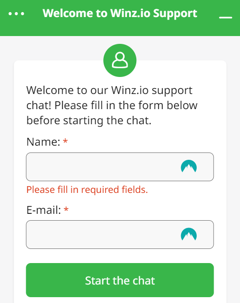 Service client Winz.io Casino