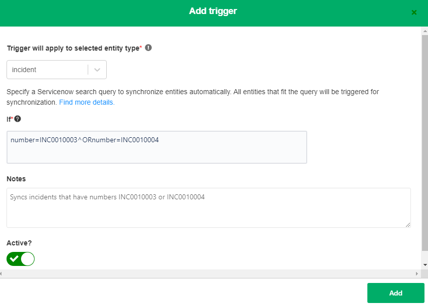 add triggers to servicenow sync 