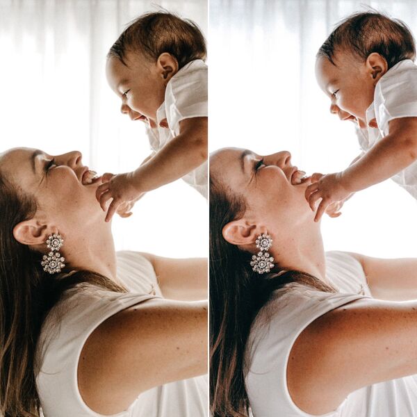 antes e depois de uma edição do AirBrush para o Dia das Mães