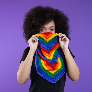 woman wearing brightly colored knit cowl