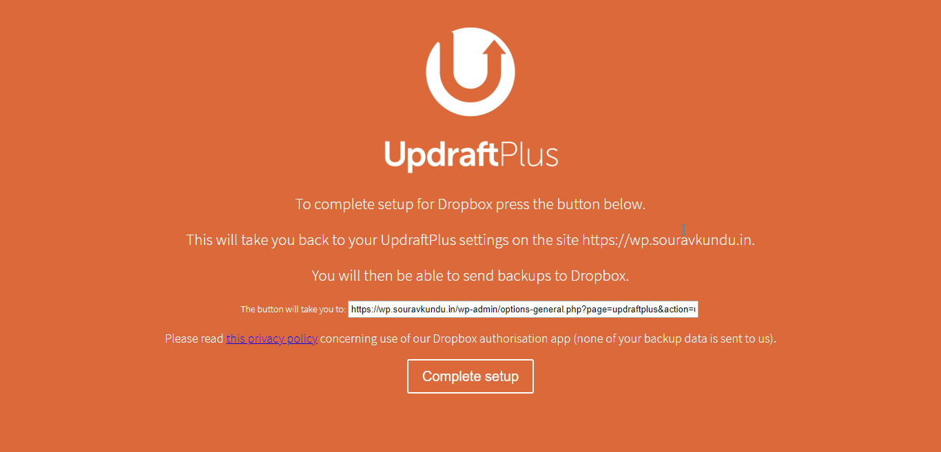 UpdraftPlus Demo 4 - Conectando o Dropbox 0.5