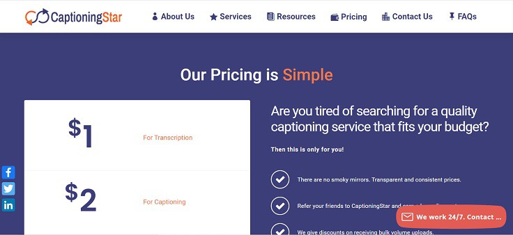 CaptionStar Pricing Page