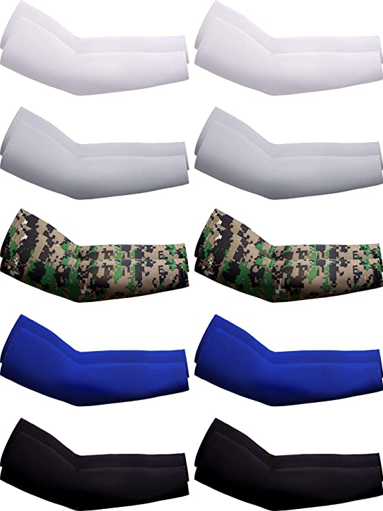 10 Pairs UV Protection Cooling Arm Sleeves Tattoo Cover Up Sleeve Non Slip Ice Silk Arm Cover for Adults