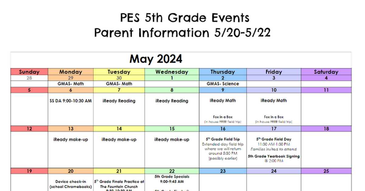 Schedule for parents