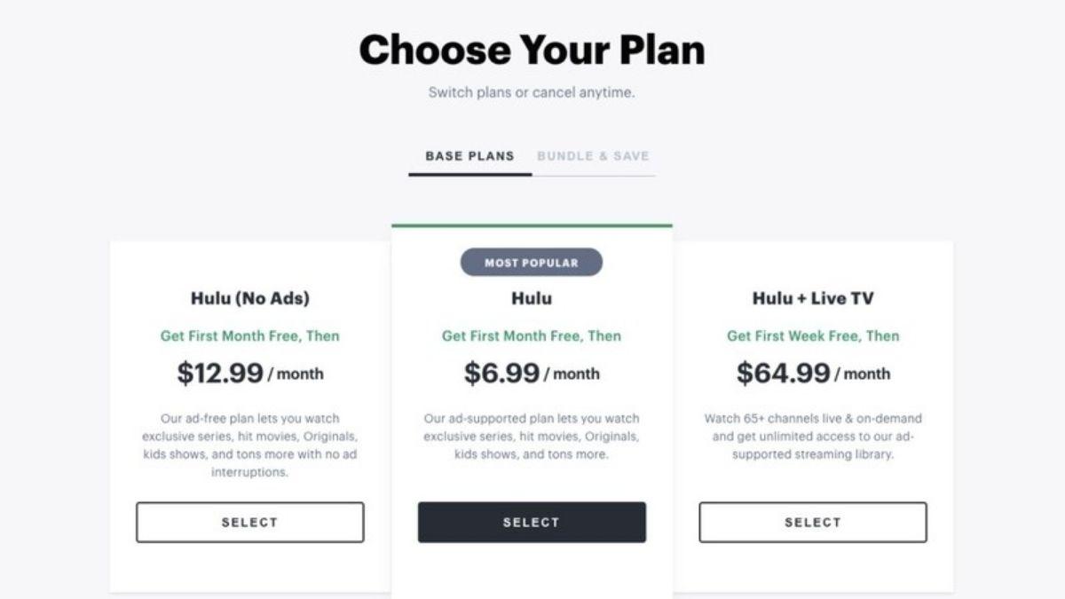 Hulu pricing and packages