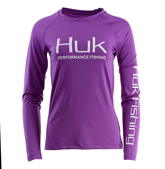 Huk Women's Pursuit Long Sleeve Performance Shirt + Sun Protection, Dahlia, Medium