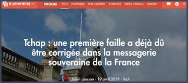 une première faille a dû être corrigée dasn tchap la messagerie souveraine de la France