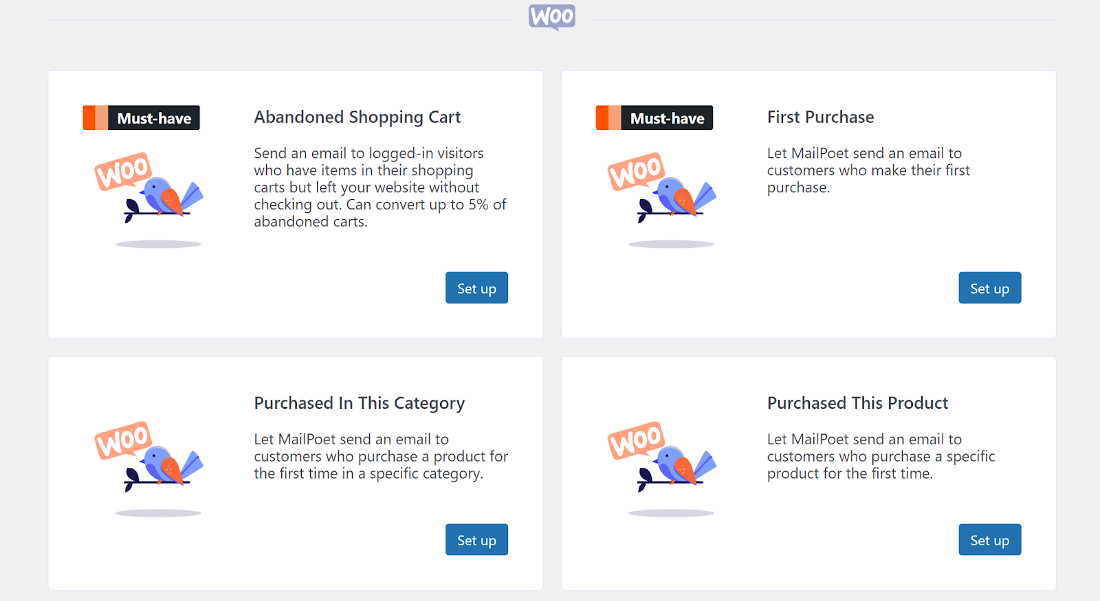 WooCommerce email options in MailPoet