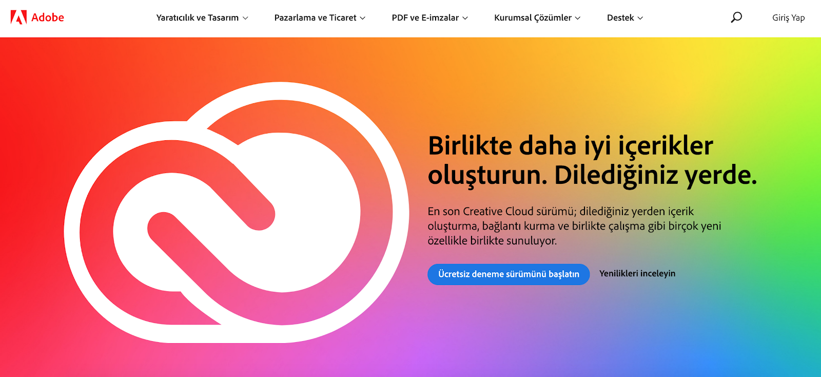 Adobe Turkish version of website 