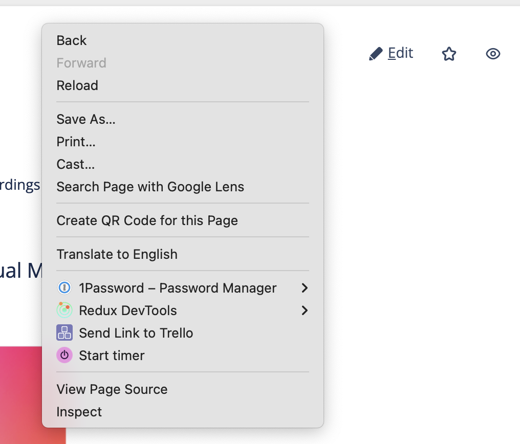 A screenshot of a right-click menu with the Send Link to Trello Chrome Extension by PixieBrix