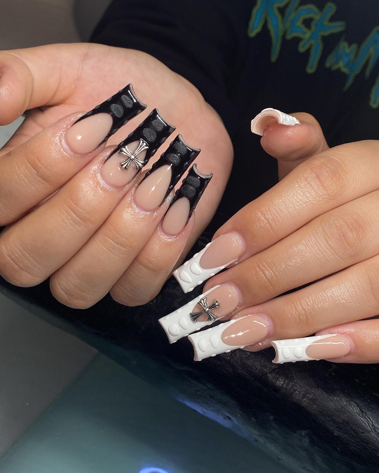 Black And White Coffin Nails