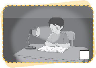 A child sitting at a desk with a lamp

Description automatically generated