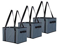 Earthwise Deluxe Collapsible Reusable Shopping Box Grocery Bag Set with Reinforced Bottom Storage Boxes 