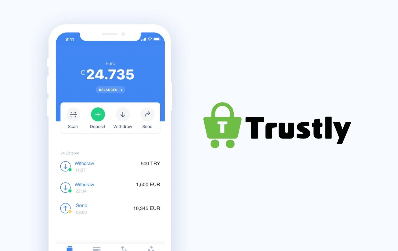 Trustily logo and payment made on phone