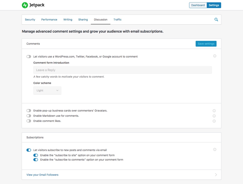 Assinaturas de blogs do Jetpack