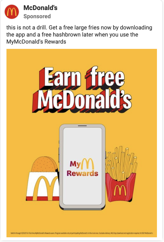 eCommerce Facebook ad example