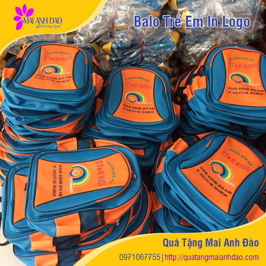 Quà tặng Mai Anh Đào - Balo trẻ em in logo