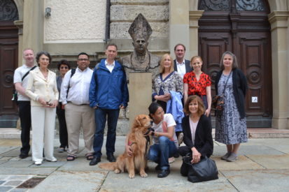 In front of St. Osvald's Church in Traunstein where Joseph celebrated first Mass- Photo by Michael Hesemann