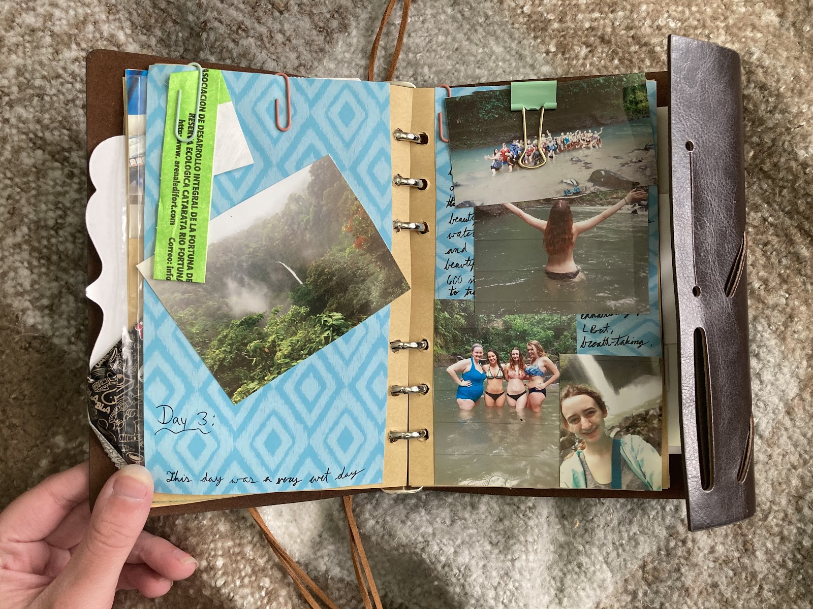 journal spread with scrapbook paper and photos