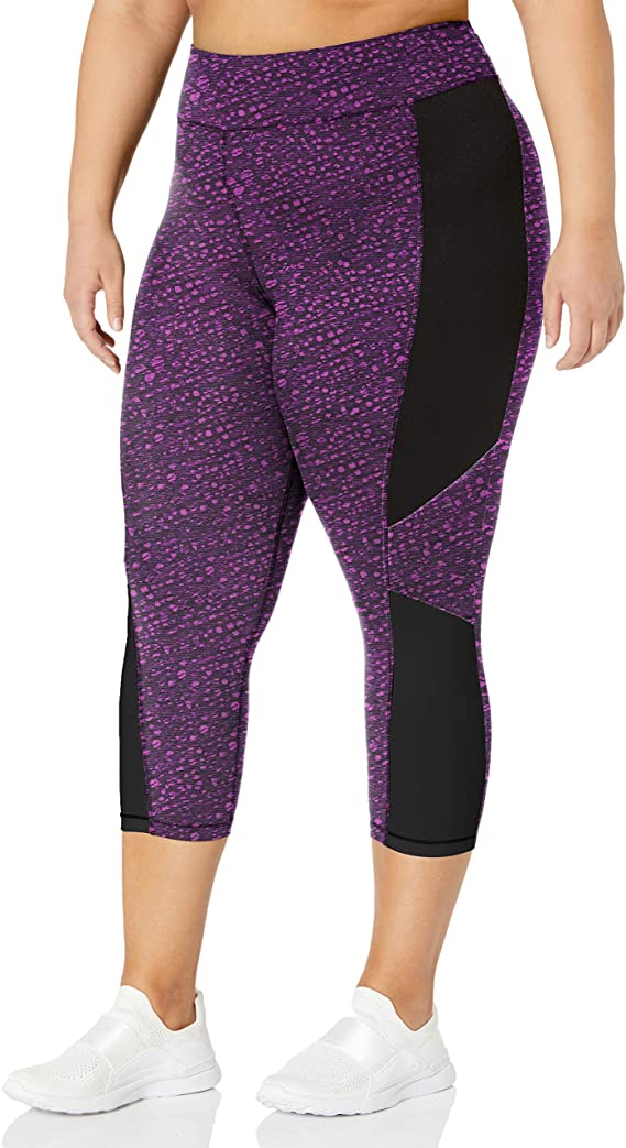 JUST MY SIZE Women's Plus Size Active Pieced Stretch Capri