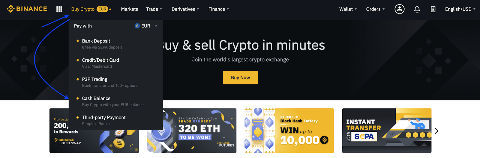 Buy Bitcoin on Binance
