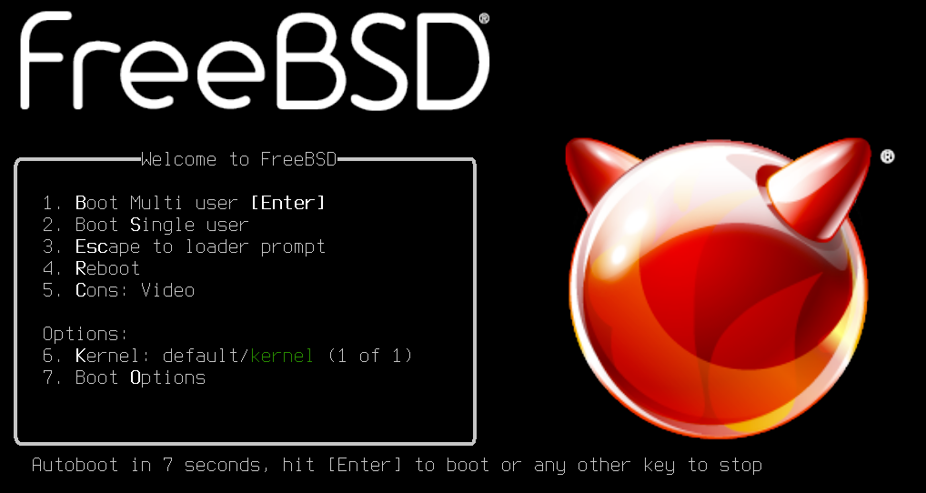 Launch FreeBSD - Welcome boot screen. Source: nudesystems.com