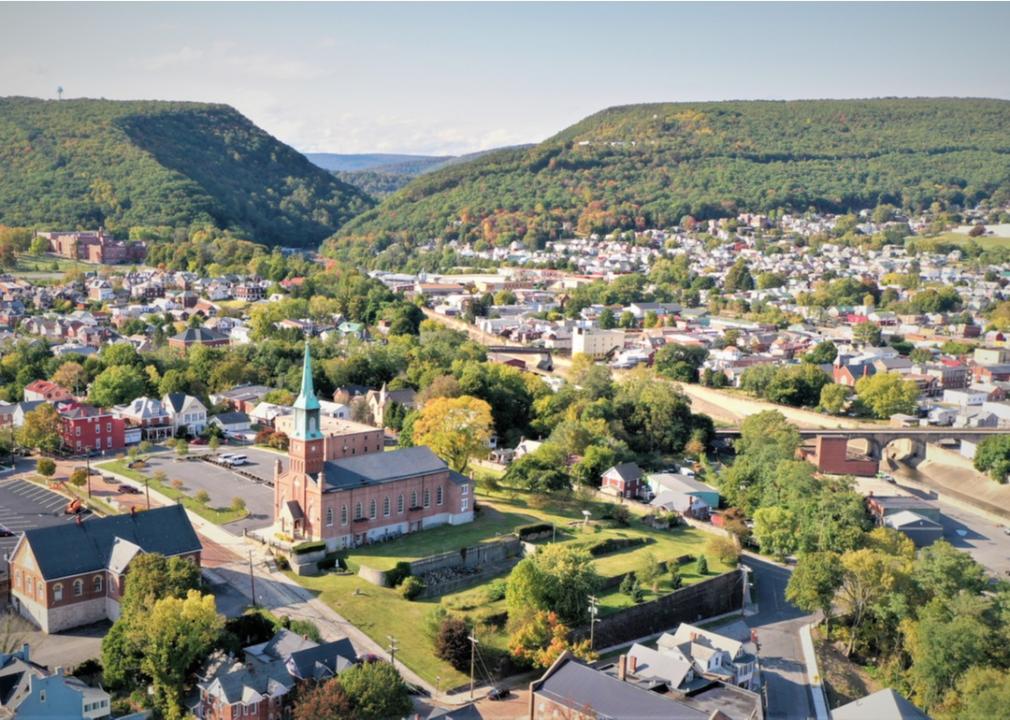 Aerial view of Cumberland, Maryland.