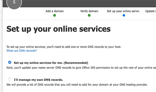 Configure seus serviços online