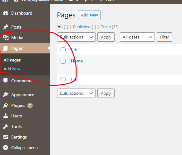 Pages In WordPress, Component in WordPress