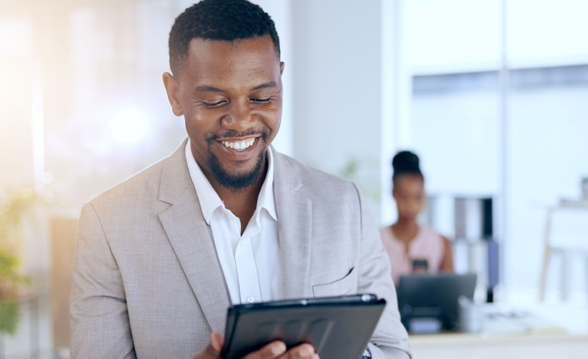 Entrepreneur using a tablet