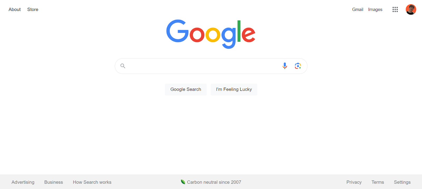 Google's search page in 2023.