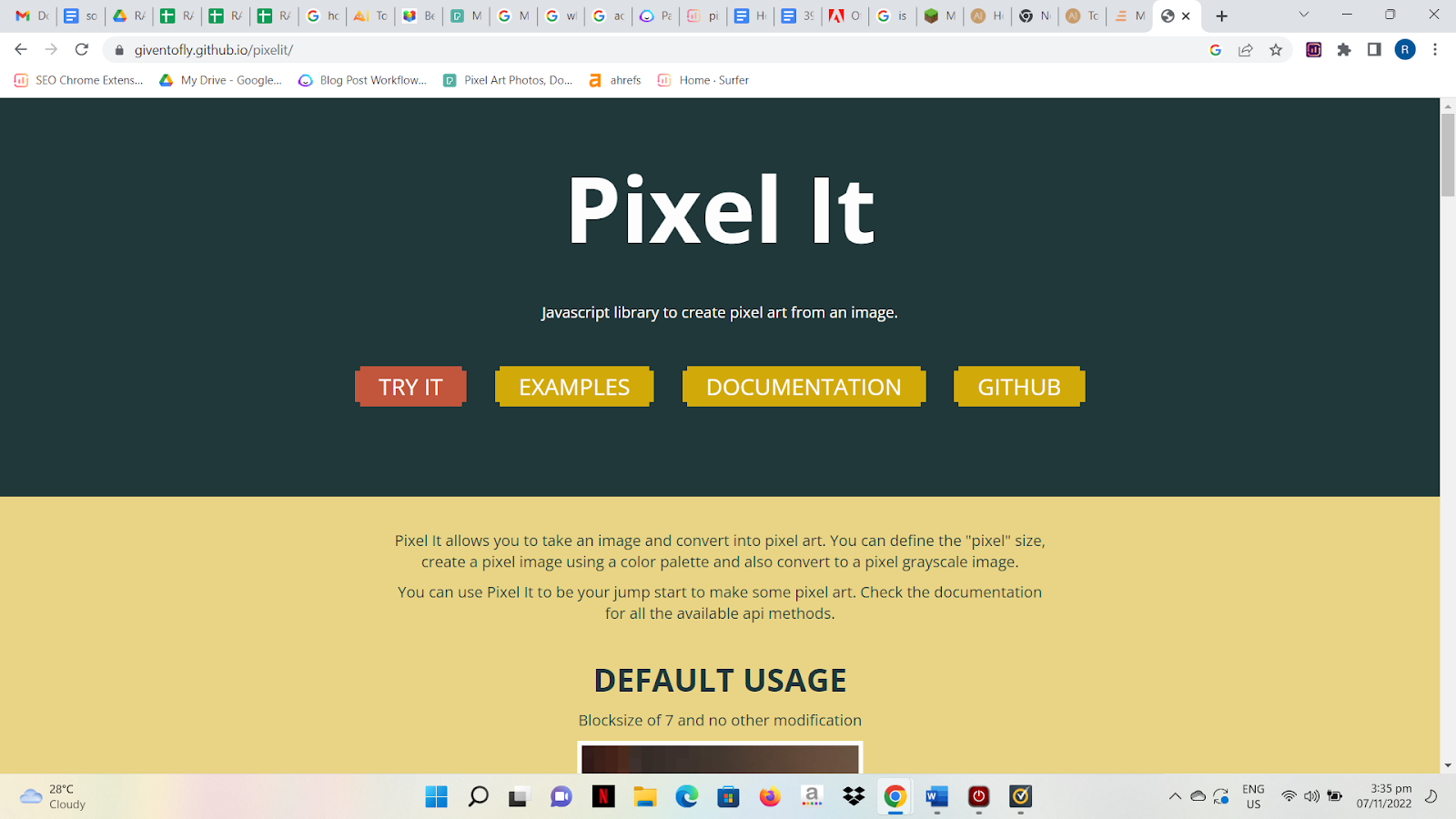 Pixel It is a GitHub project that turns images into pixel art, using JavaScript. To use the quick default configuration, you'll need an image element and a canvas element with the id pixelit canvas. 