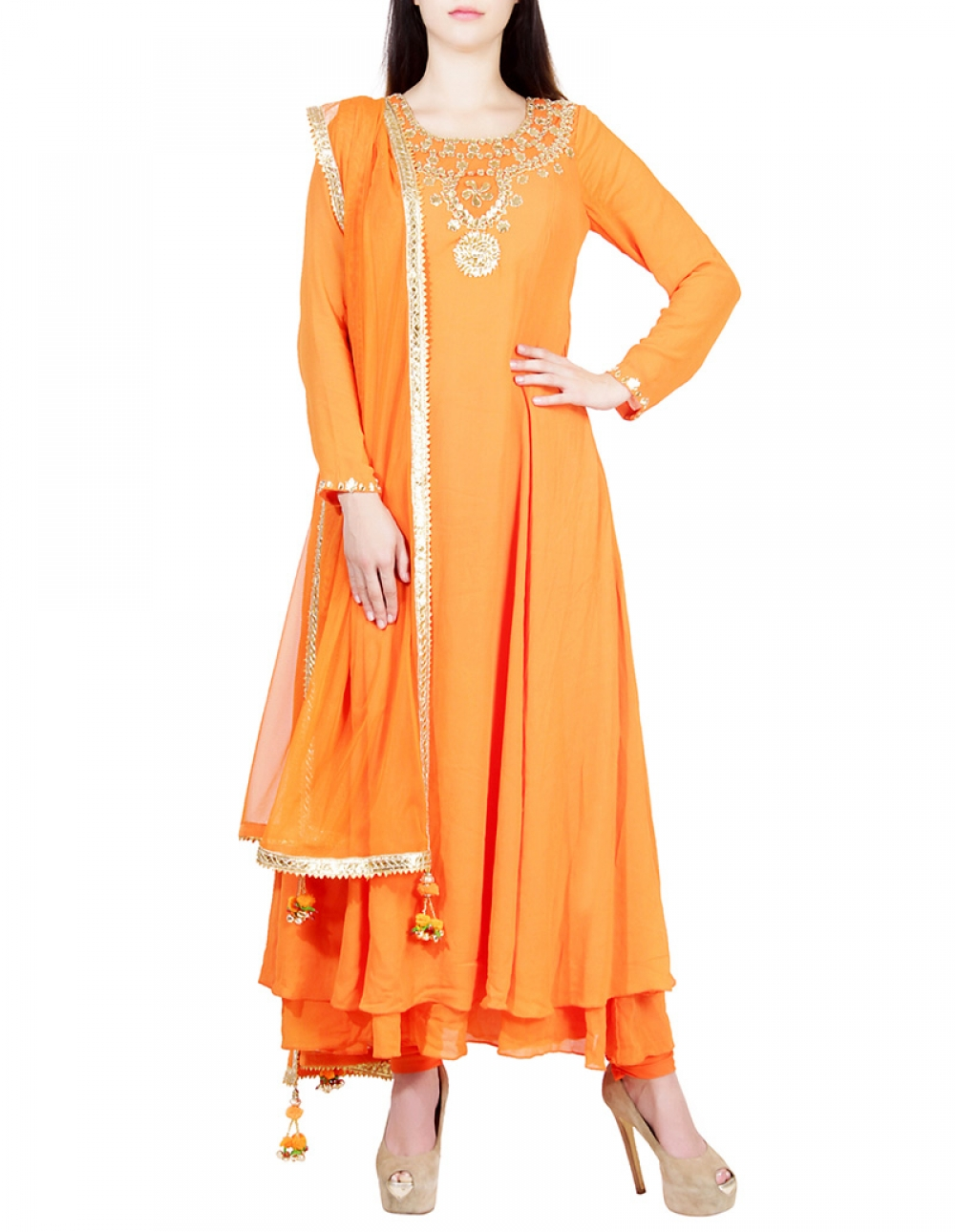 amazing anarkali suit with gota patti work