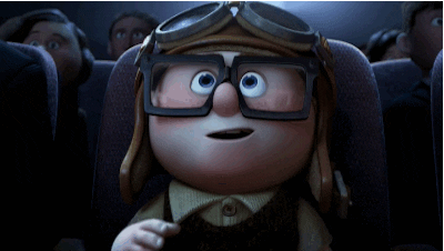 a gif from the movie "up" showcasing the unique animation style of Pixar Studios