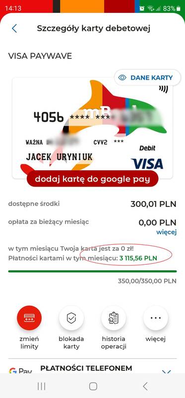 Nowość w aplikacji mBanku - licznik transakcji kartami