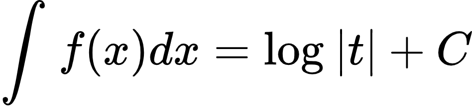 {"code":"\\begin{align*}\n{\\int_{}^{}f\\left(x\\right)dx}&={\\log_{}\\left|t\\right|+C}\t\n\\end{align*}","id":"2-1-0-0-0-1-1-1-1-0-1-1-0-0","type":"align*","font":{"size":10,"family":"Arial","color":"#000000"},"ts":1600598375432,"cs":"SKzJVYvsQTNCNyGMlpEzZA==","size":{"width":157,"height":36}}