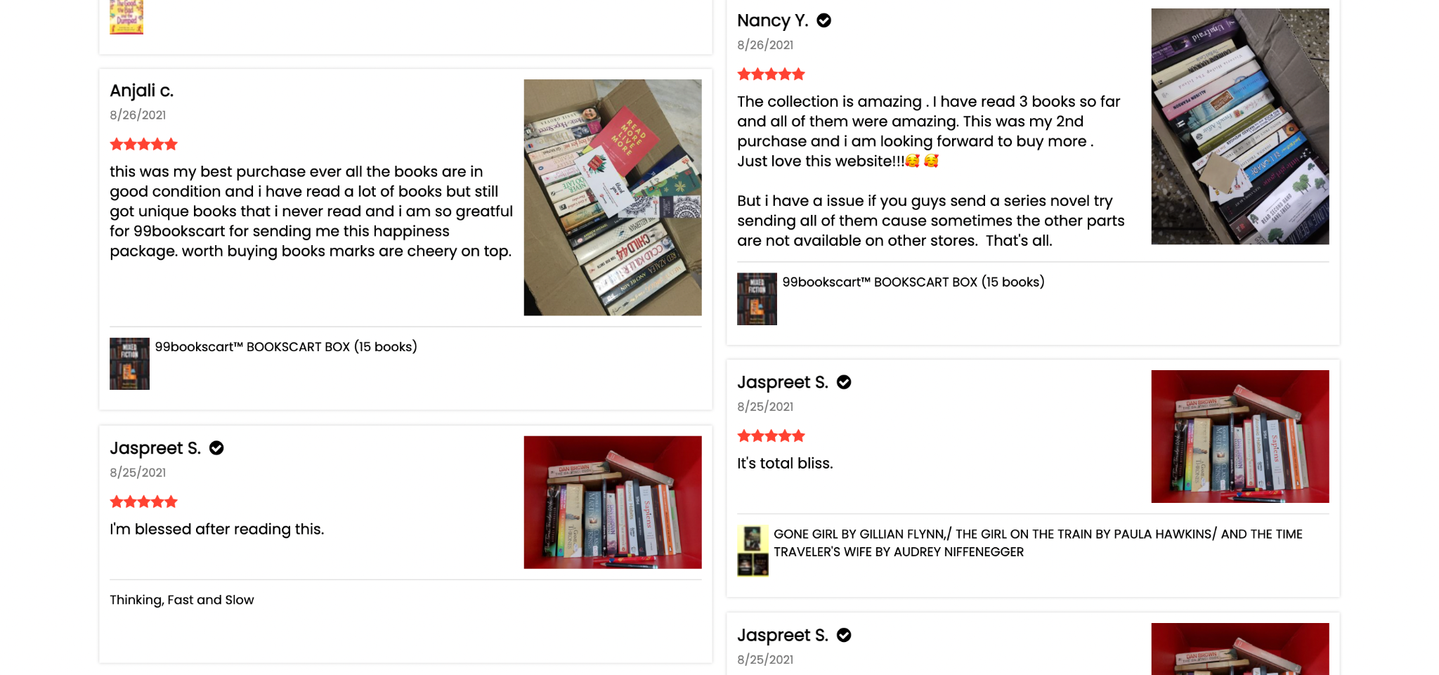 99 Books Cart Customer Product Review Page