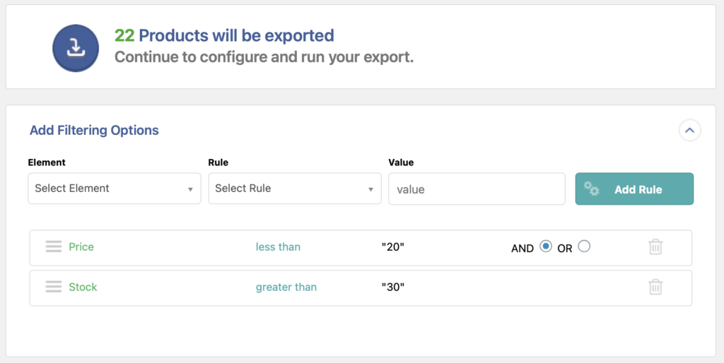 WooCommerce products export