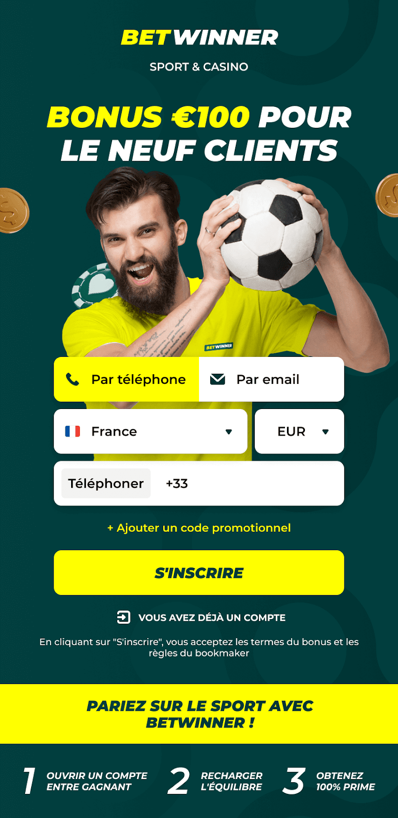 betwinner mobile et cite officiel avec les bonus pour redirigé vers la version