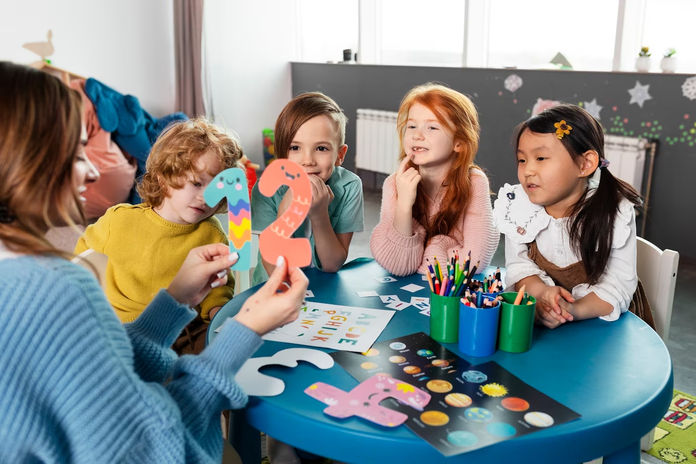 A group of kids studying together