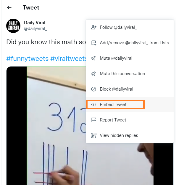 This image explains the step 1 about how to tweet a video on web without retweeting and quoting